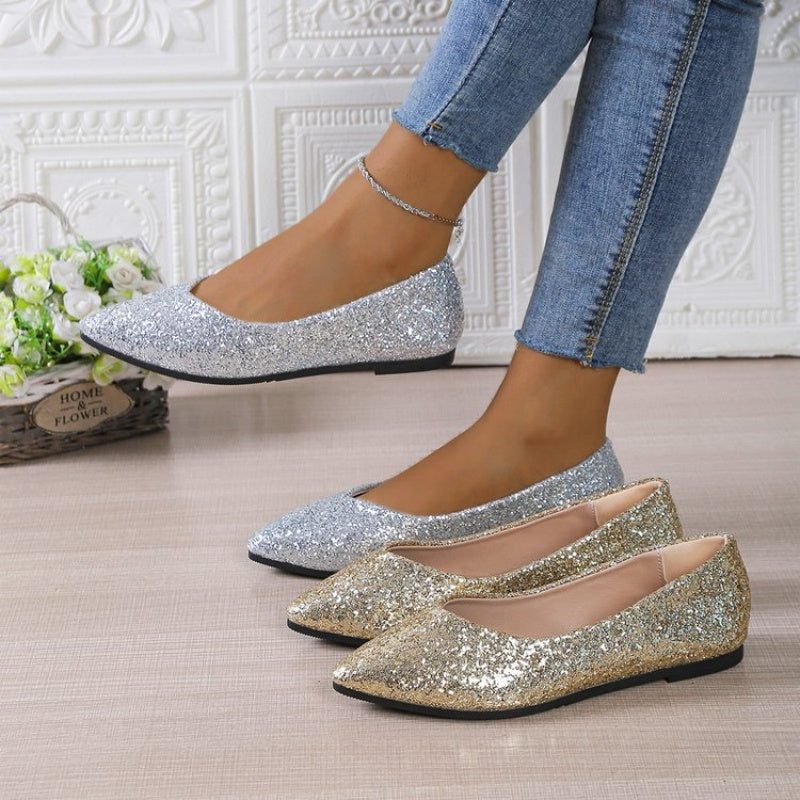 Women's Glitter Pointed Toe Flats