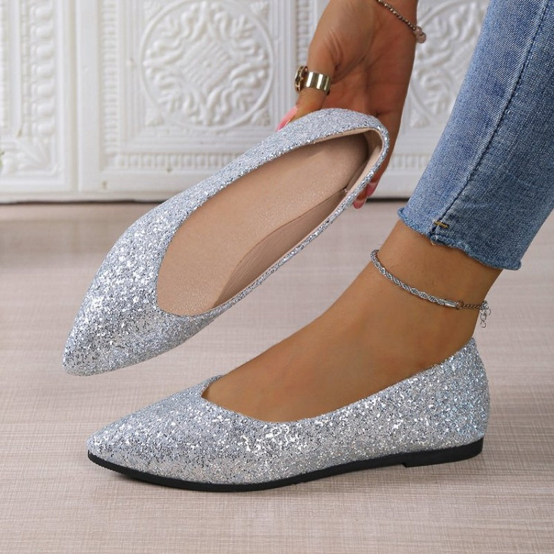 Women's Glitter Pointed Toe Flats