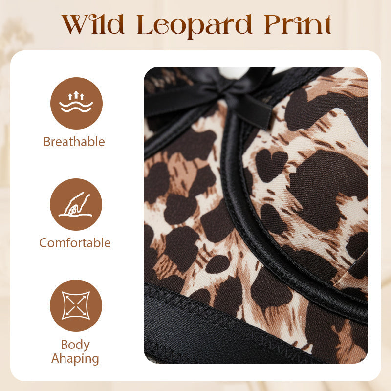 Leopard Print Lace Trim Lingerie Set