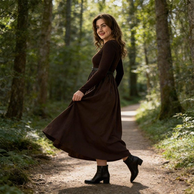 Women's Elegant Ribbed Top Maxi Dress