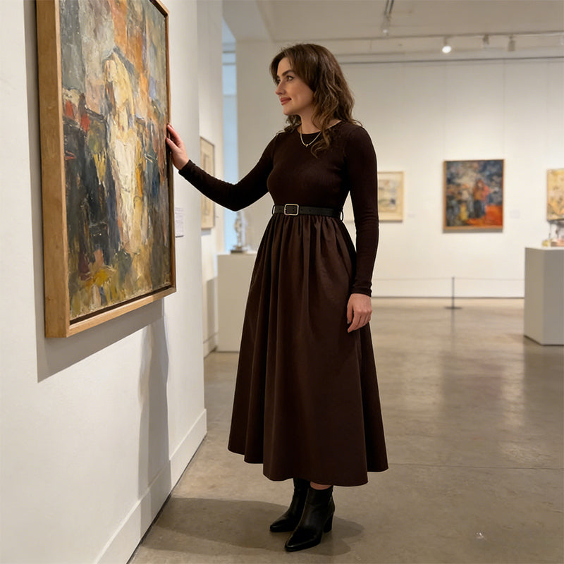 Women's Elegant Ribbed Top Maxi Dress