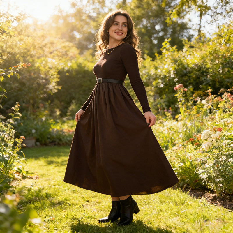 Women's Elegant Ribbed Top Maxi Dress