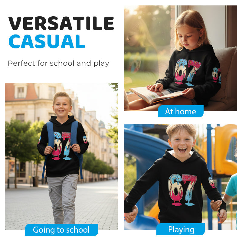 Kids' Funny 67 Meme Hooded Sweatshirt（53% OFF）