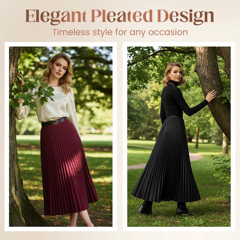 Women's High-Waist A-Line Pleated Maxi Skirt