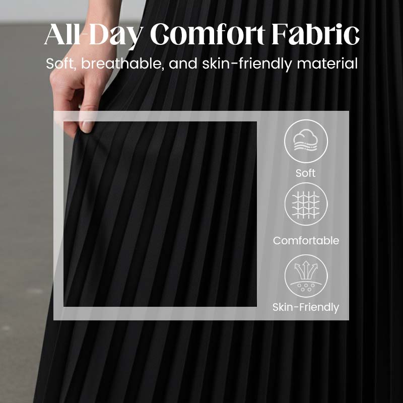 Women's High-Waist A-Line Pleated Maxi Skirt