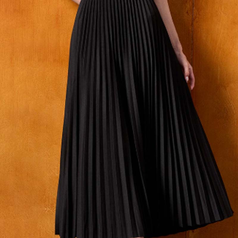 Women's High-Waist A-Line Pleated Maxi Skirt