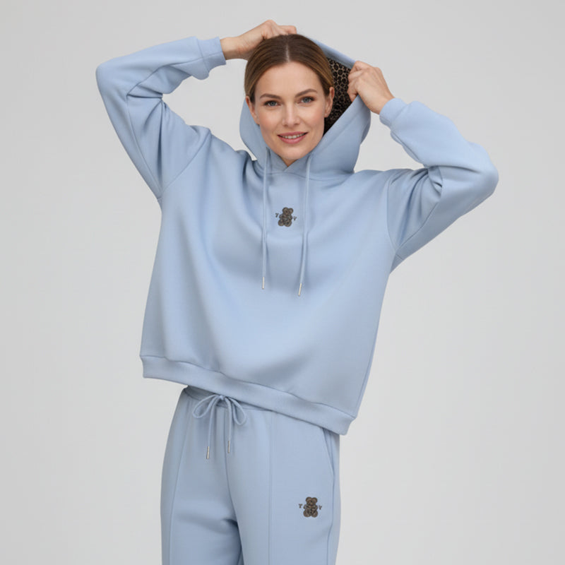 Women's Casual Hoodie with Leopard Print Lining