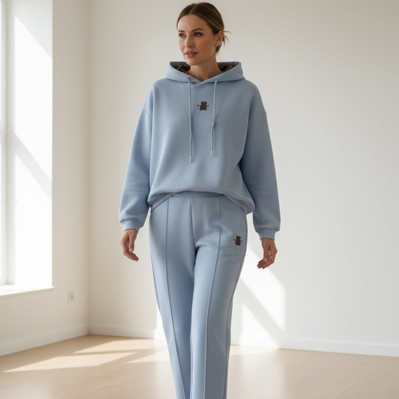 Women's Casual Hoodie with Leopard Print Lining