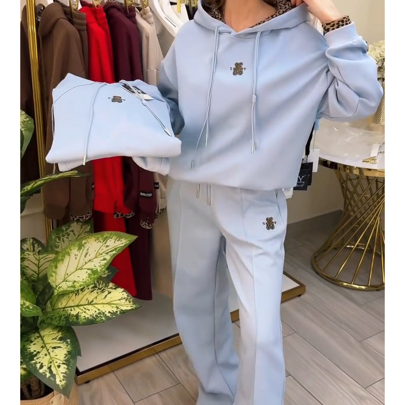 Women's Casual Hoodie with Leopard Print Lining