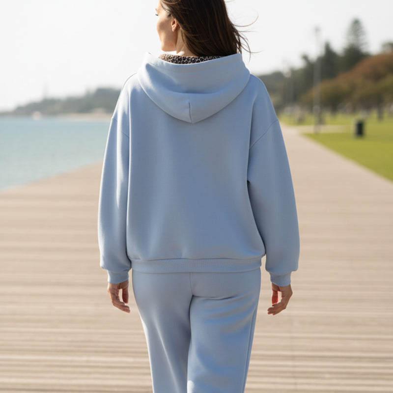 Women's Casual Hoodie with Leopard Print Lining