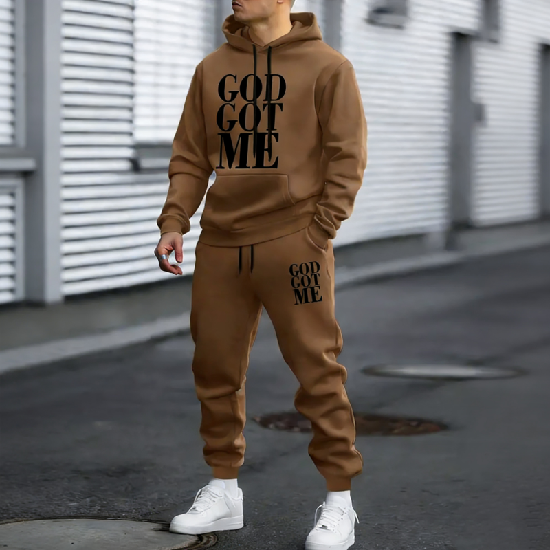 Men's Graphic Print Sweatshirt & Pants 2-Piece Set