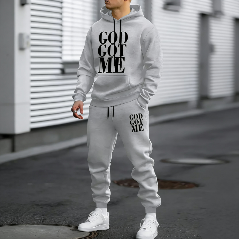 Men's Graphic Print Sweatshirt & Pants 2-Piece Set