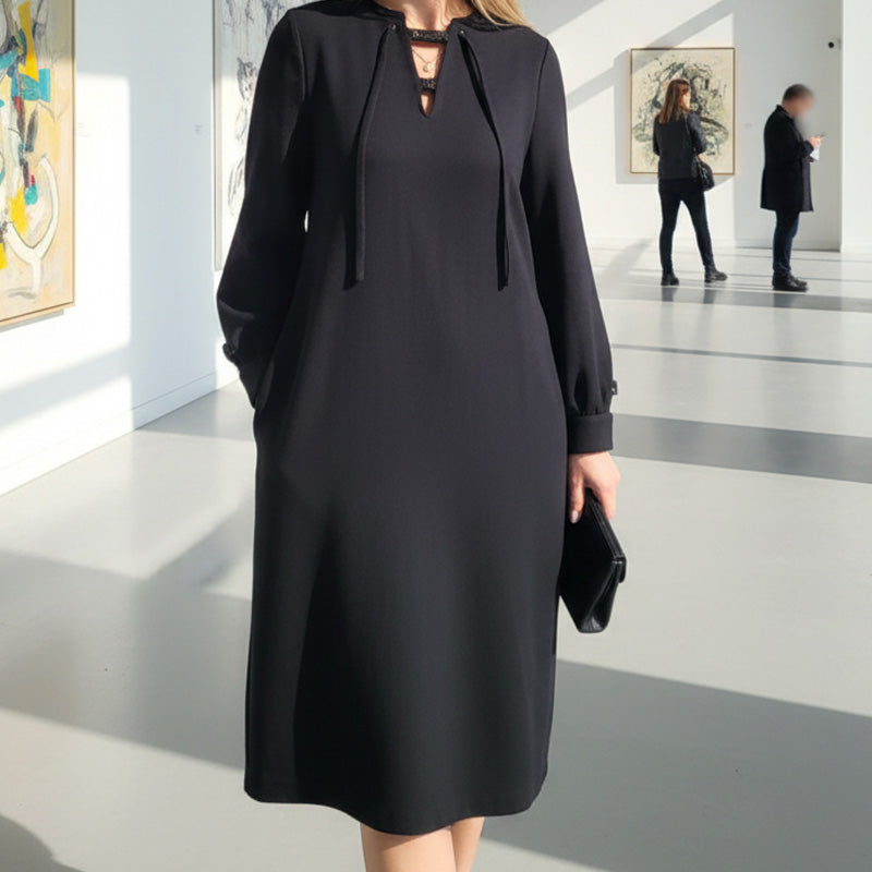 Women's Elegant V-Neck Rhinestone Loose Dress