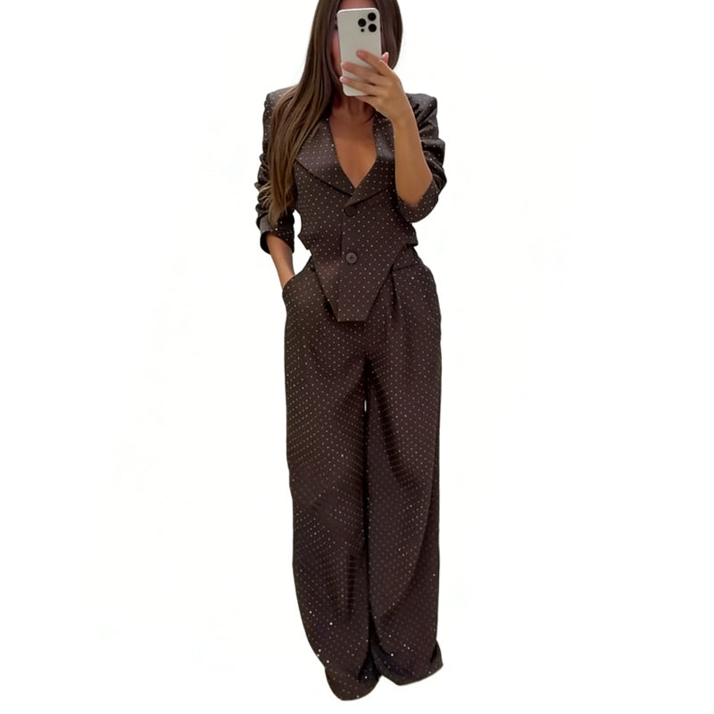 Women's Asymmetric Lapel Blazer & Pants Set