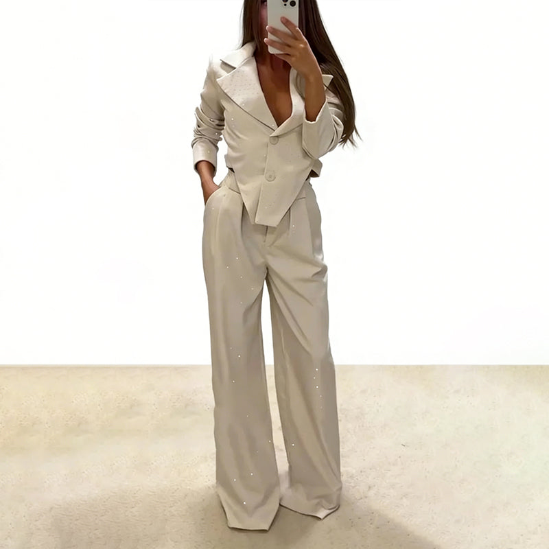 Women's Asymmetric Lapel Blazer & Pants Set