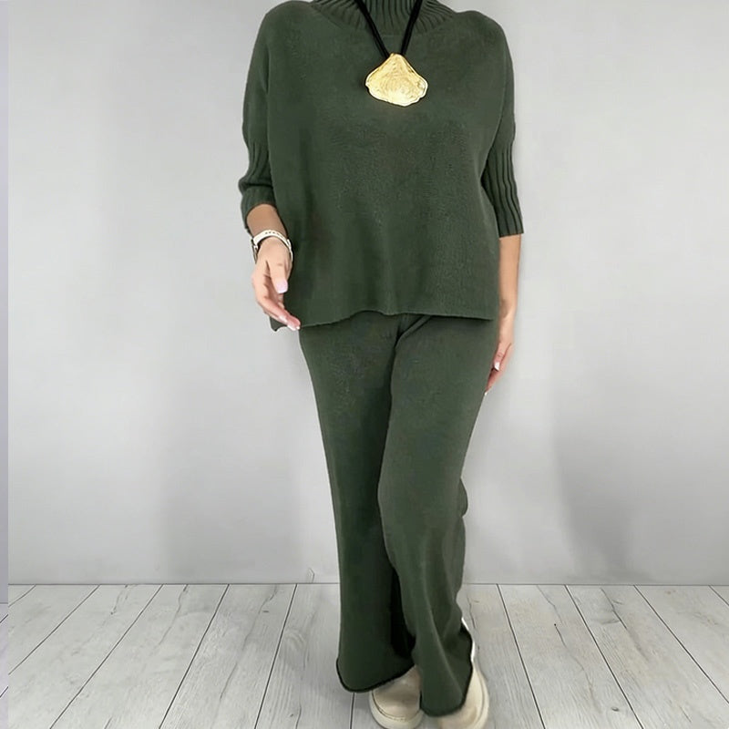 Women's High Neck Half-Sleeve Top & Pants Set