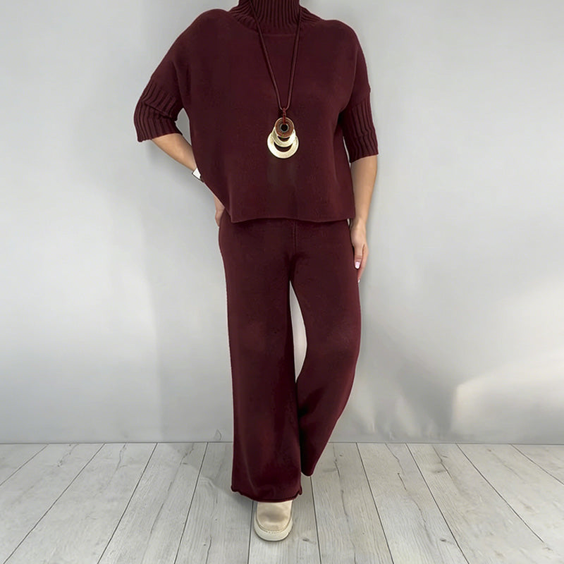 Women's High Neck Half-Sleeve Top & Pants Set