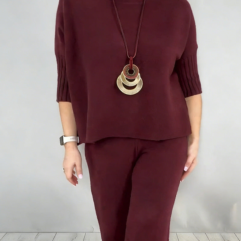 Women's High Neck Half-Sleeve Top & Pants Set