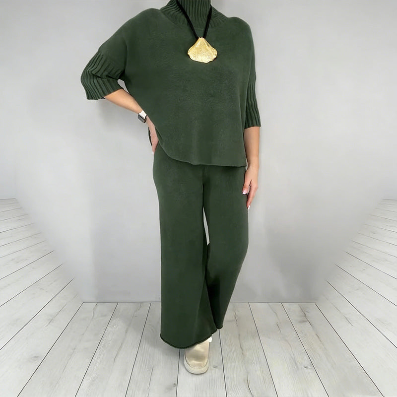 Women's High Neck Half-Sleeve Top & Pants Set