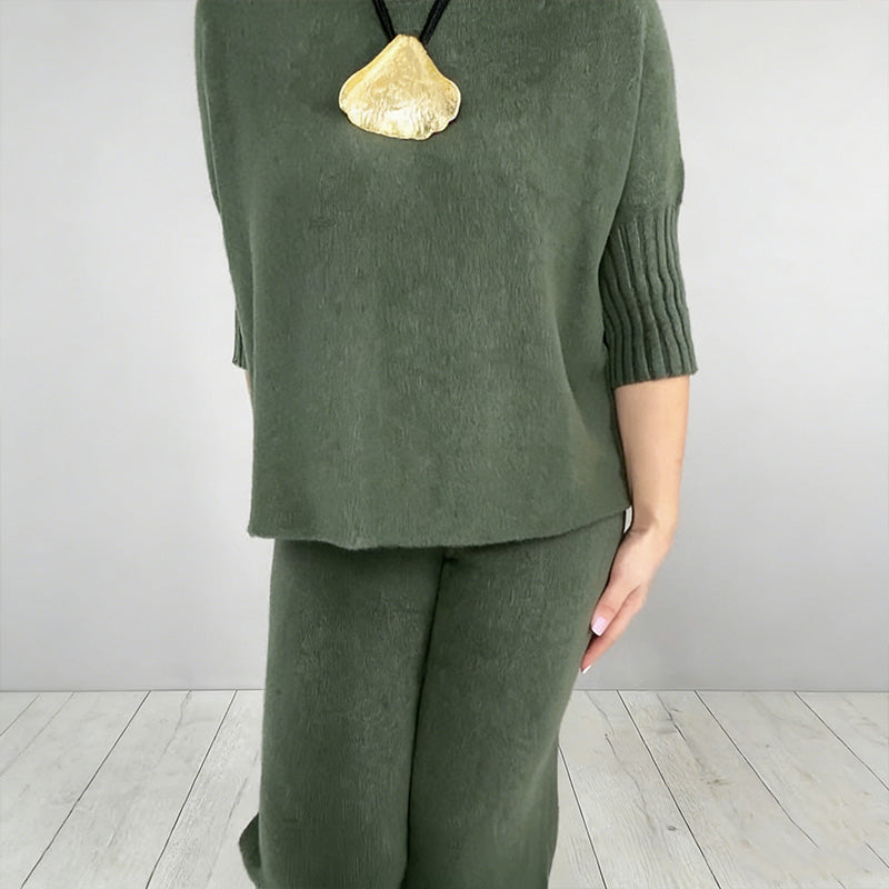 Women's High Neck Half-Sleeve Top & Pants Set