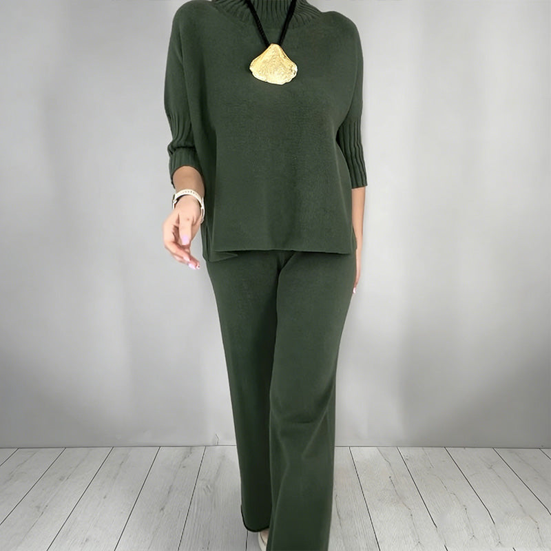 Women's High Neck Half-Sleeve Top & Pants Set