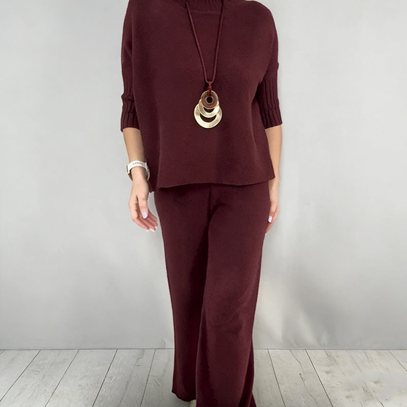 Women's High Neck Half-Sleeve Top & Pants Set