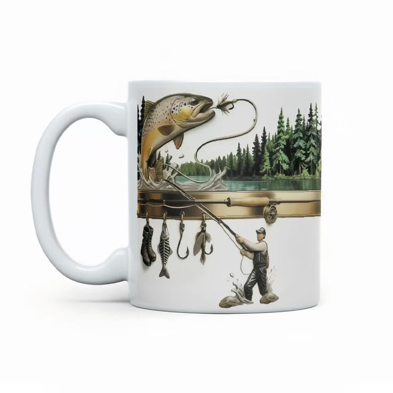 Ceramic Fishing Themed Coffee Mug