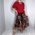 Women's Elegant Knit Top & Floral Skirt Set