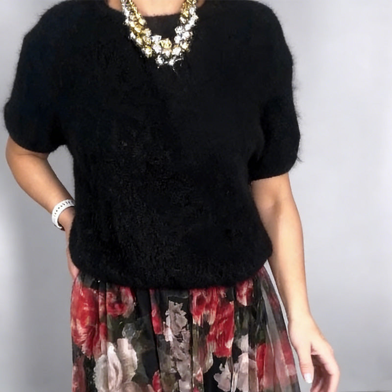 Women's Elegant Knit Top & Floral Skirt Set