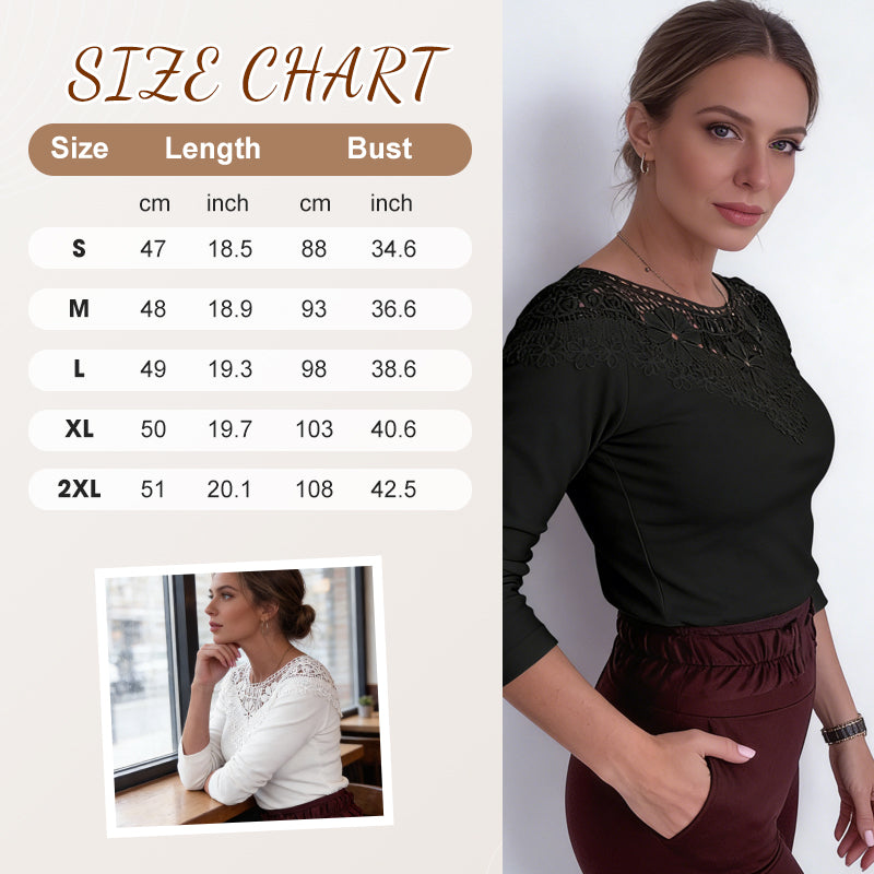 Women's Elegant Lace Neckline Slim Fit Top