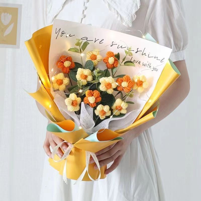 Valentine's Day Crocheted Daisy Bouquet