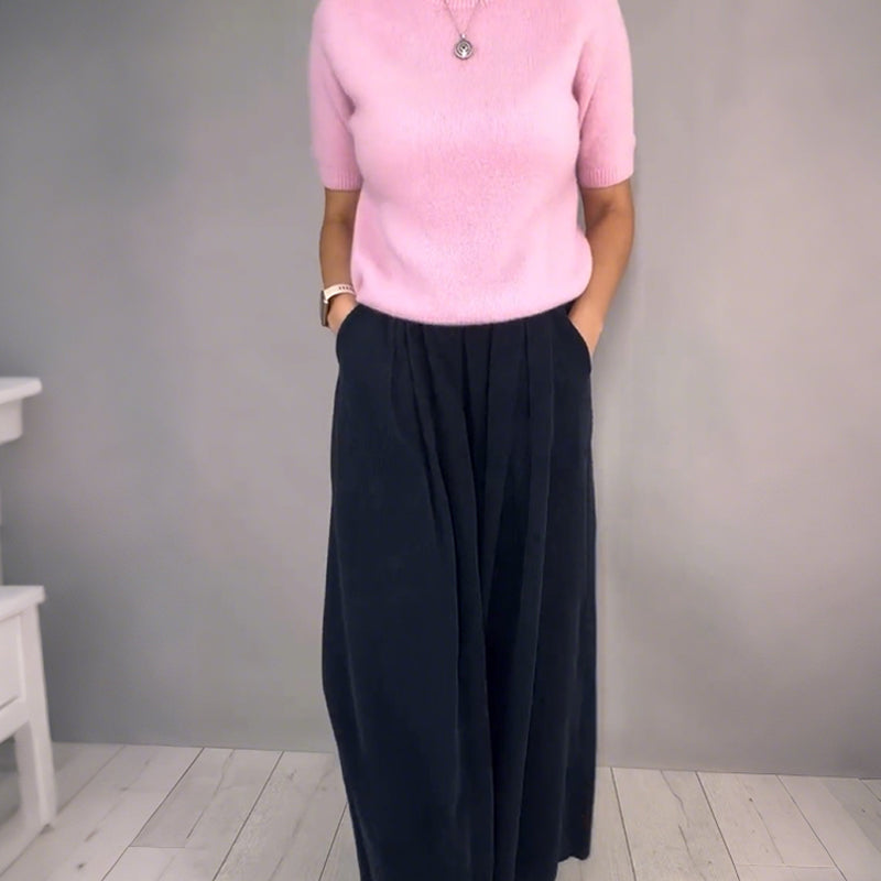 Comfort Chic: Knit Top & Loose Wide-Leg Pants Set
