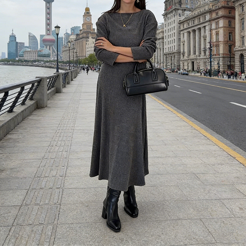 Women's Ribbed Cropped Top & Dress 2-Piece Set