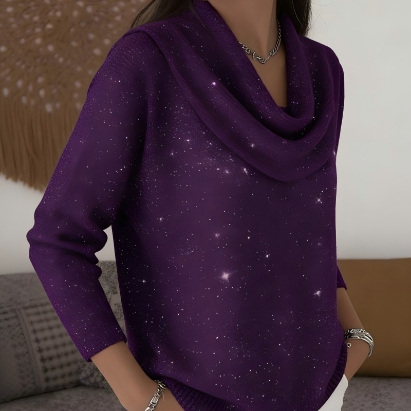 Sparkle Cowl Neck Long Sleeve Top