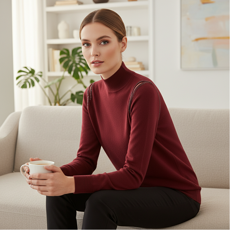 Women's Elegant Cutout Shoulder Knit Sweater