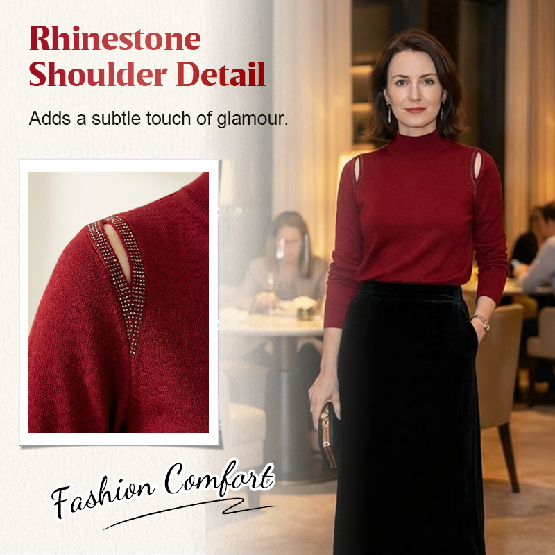 Women's Elegant Cutout Shoulder Knit Sweater