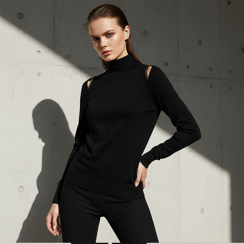 Women's Elegant Cutout Shoulder Knit Sweater