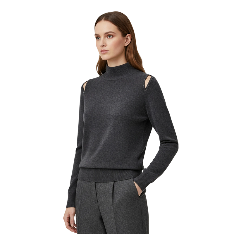 Women's Elegant Cutout Shoulder Knit Sweater