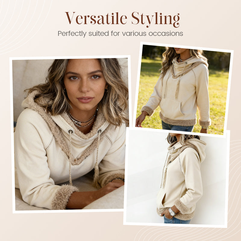 Women's Cowl Neck Sweatshirt with Plush Trim