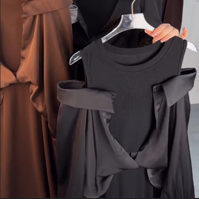 Women's Cold-Shoulder Faux Two-Piece Dress