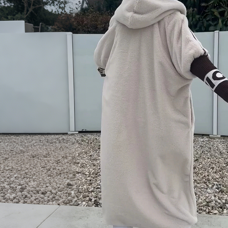 Women's Casual Long Plush Cardigan Coat