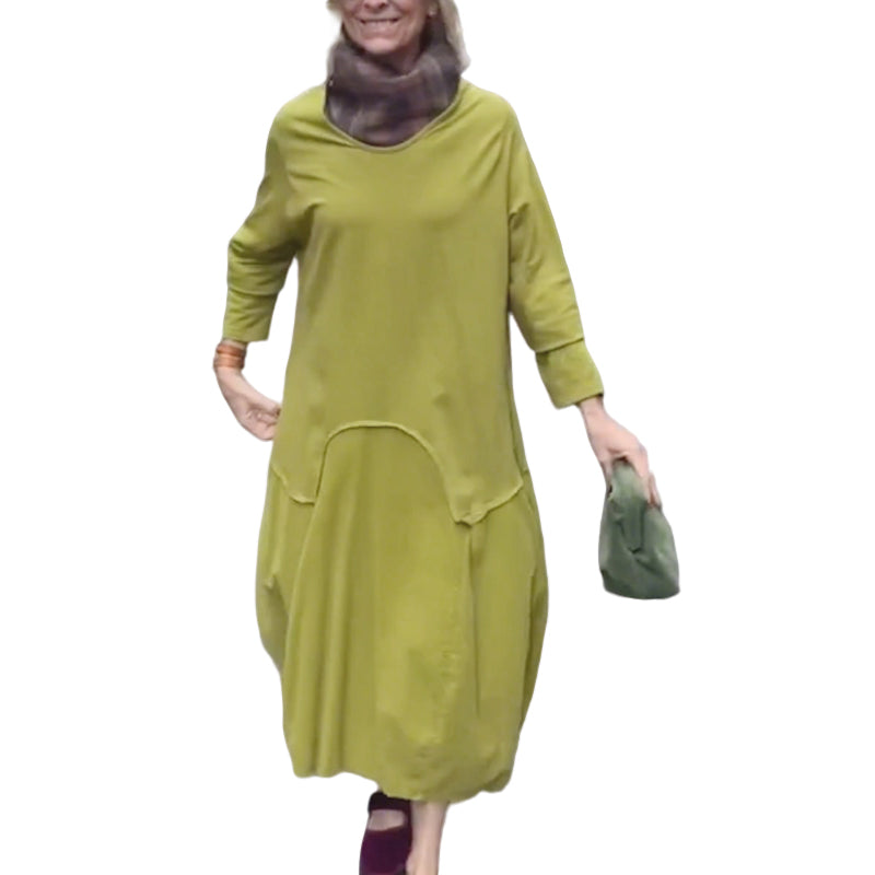 Women's Long Sleeve Cocoon Midi Dress