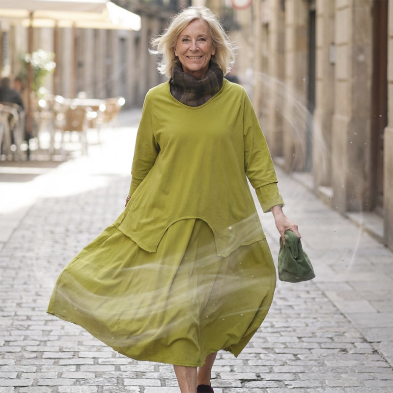 Women's Long Sleeve Cocoon Midi Dress