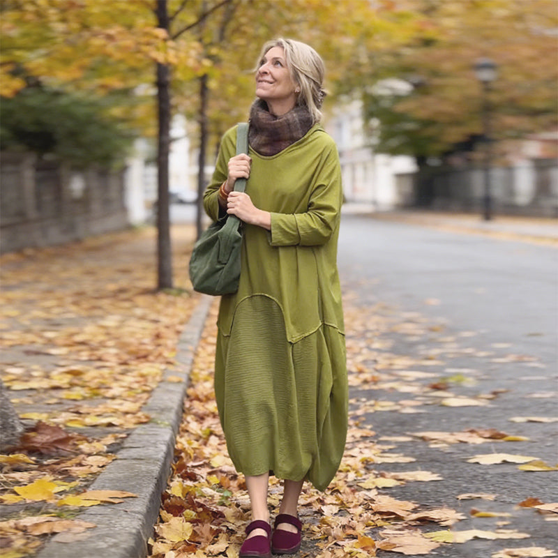 Women's Long Sleeve Cocoon Midi Dress