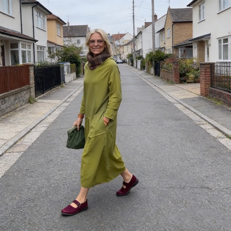 Women's Long Sleeve Cocoon Midi Dress