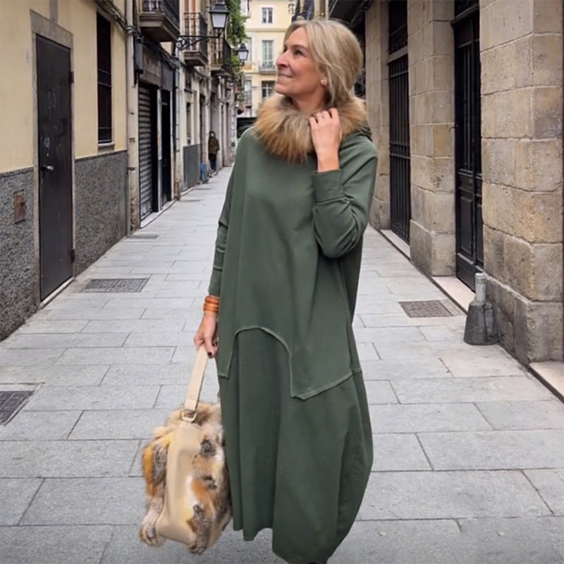 Women's Long Sleeve Cocoon Midi Dress