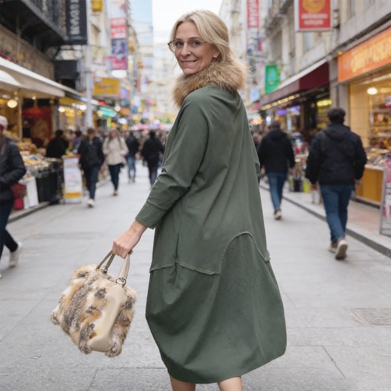 Women's Long Sleeve Cocoon Midi Dress