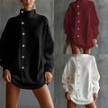Women's High-Neck Button-Up Cardigan