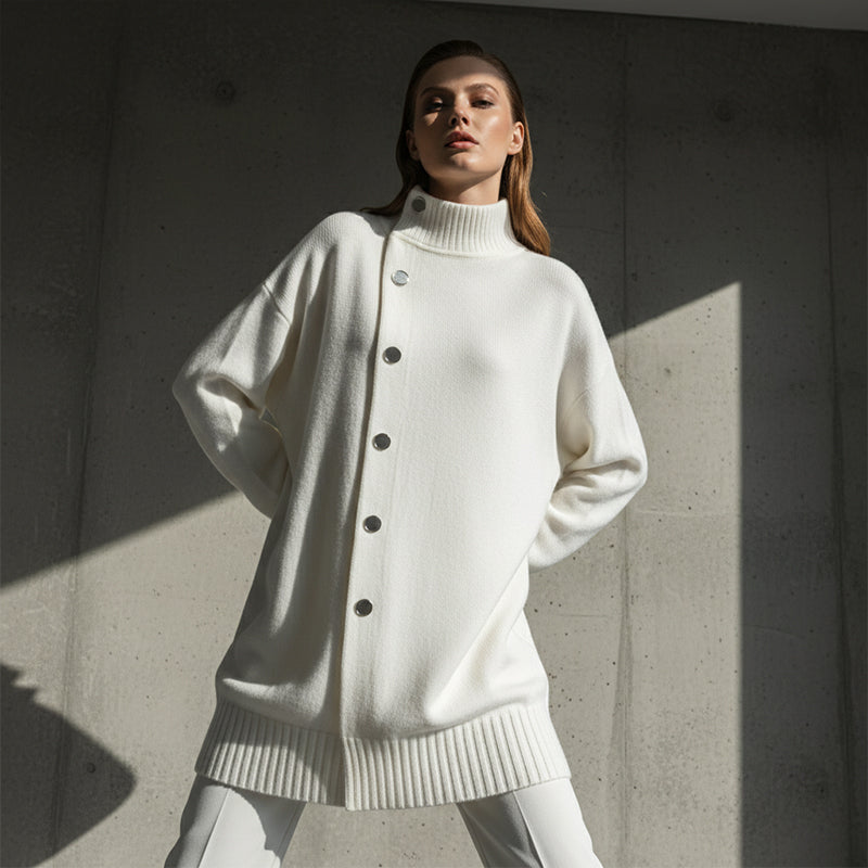 Women's High-Neck Button-Up Cardigan