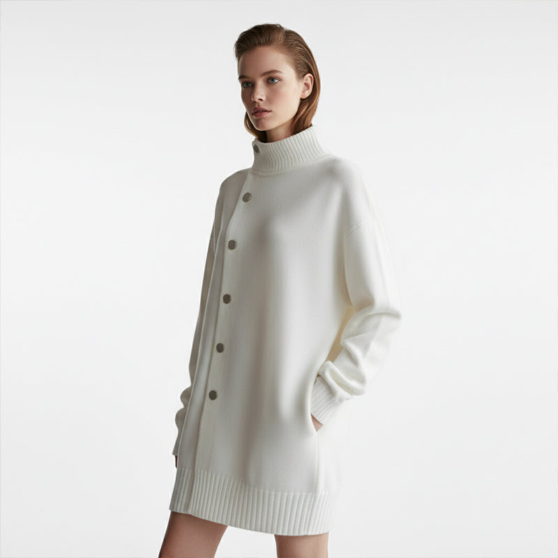 Women's High-Neck Button-Up Cardigan